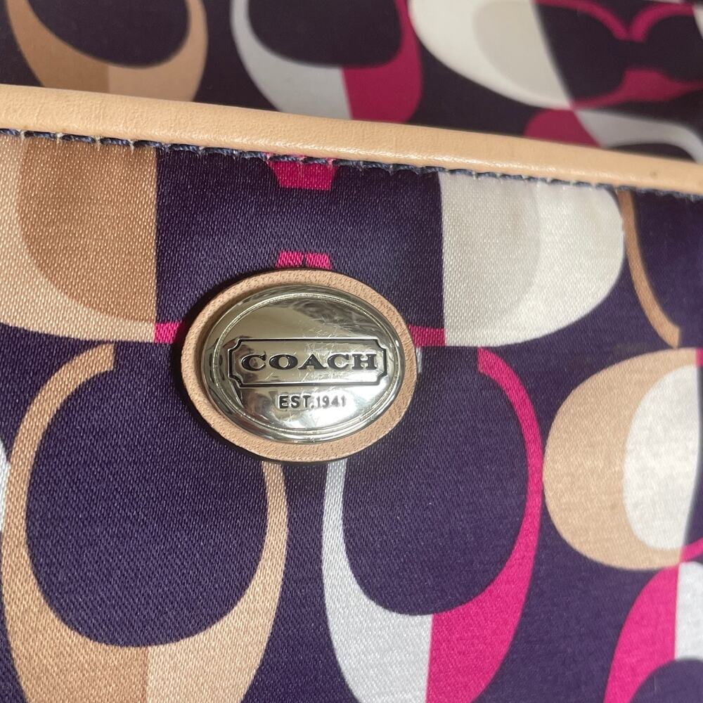 Coach Madison Op Art Glam Tote Shoulder Bag | Purple Pink, Natural Leather - Picture 3 of 8